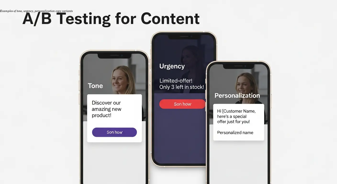 Examples of tone, urgency, personalization copy variants