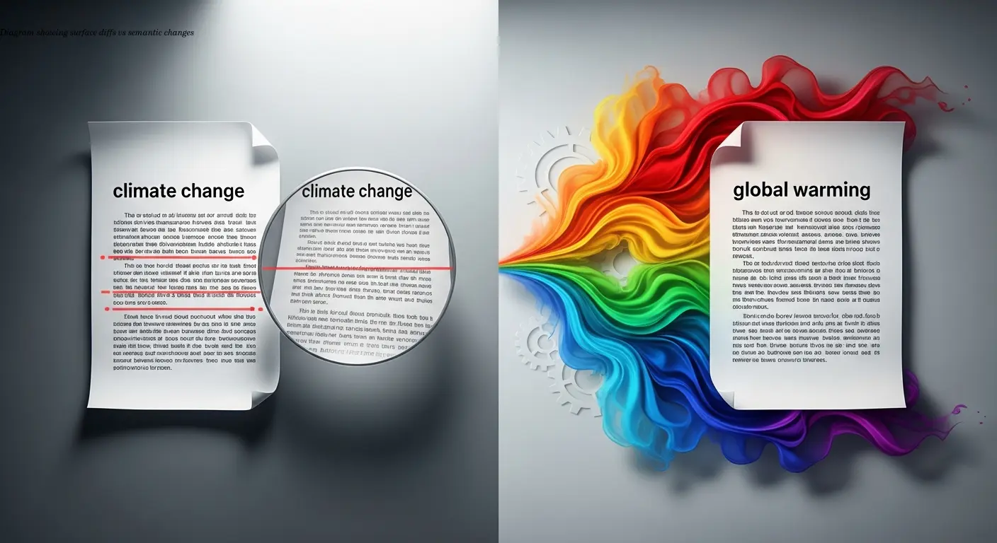 Diagram showing surface diffs vs semantic changes