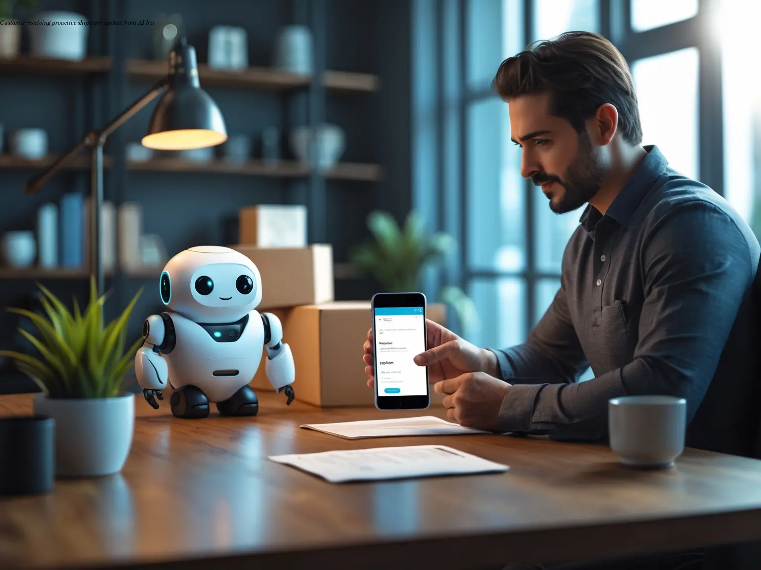 Customer receiving proactive shipment update from AI bot