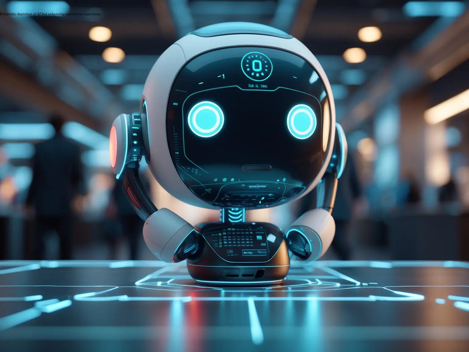 Futuristic depiction of AI bot enhancing ecommerce experience