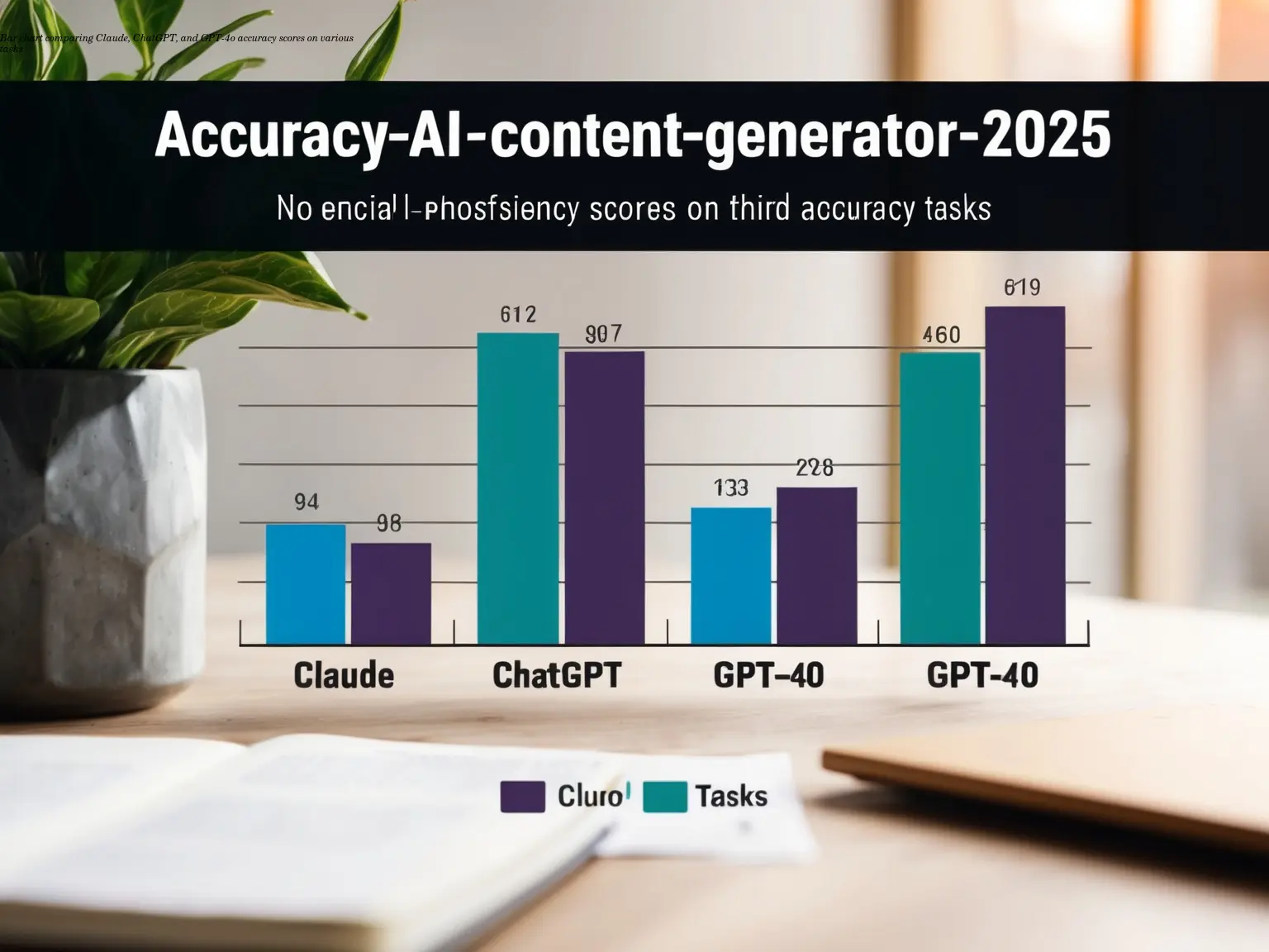 Bar chart comparing Claude, ChatGPT, and GPT-4o accuracy scores on various tasks