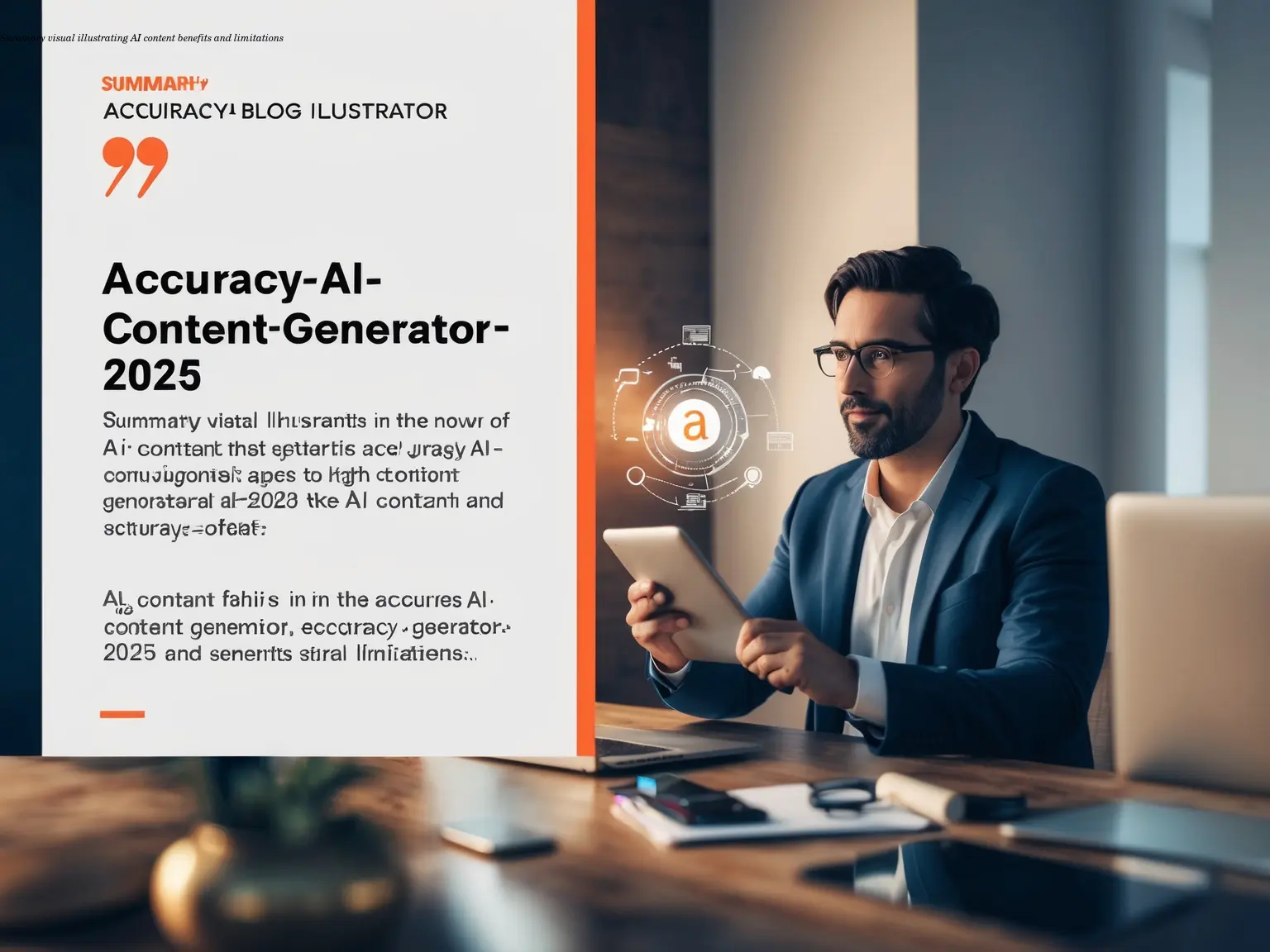 Summary visual illustrating AI content benefits and limitations