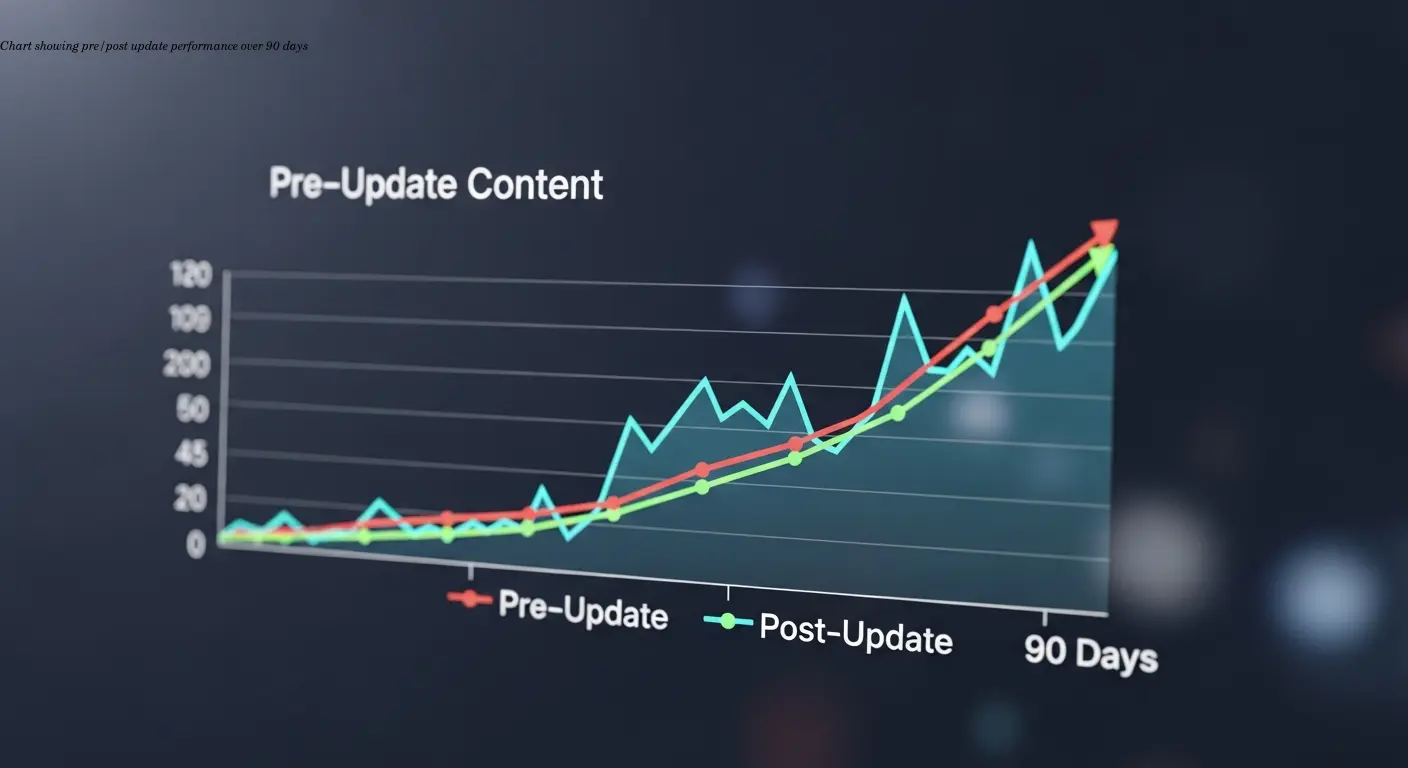 Chart showing pre/post update performance over 90 days