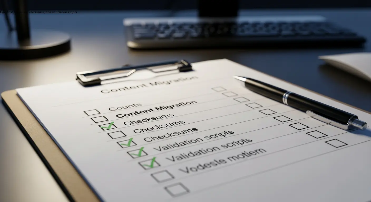 Checklist for counts, checksums, and validation scripts