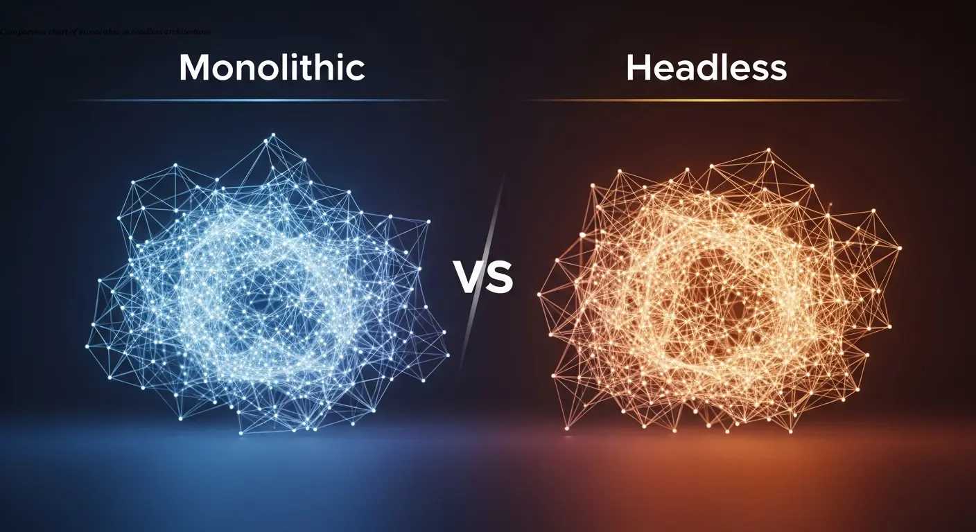 Comparison chart of monolithic vs headless architectures