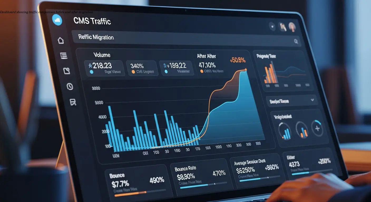 Dashboard showing traffic comparison before and after migration