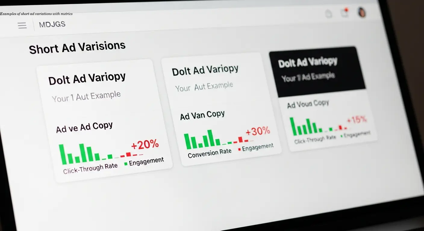 Examples of short ad variations with metrics