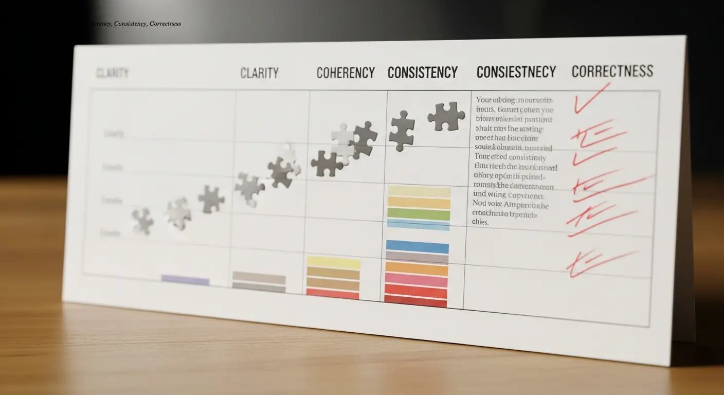 Visual chart showing Clarity, Coherency, Consistency, Correctness