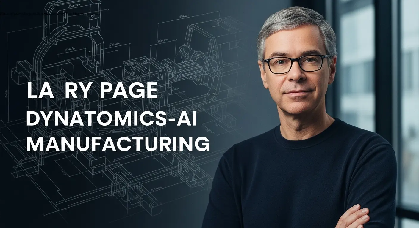 Photo of Larry Page with manufacturing tech blueprint overlay