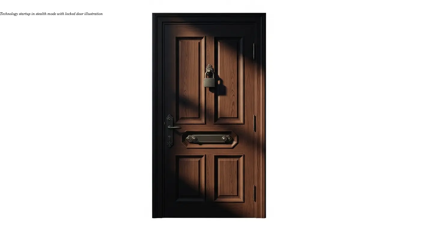 Technology startup in stealth mode with locked door illustration