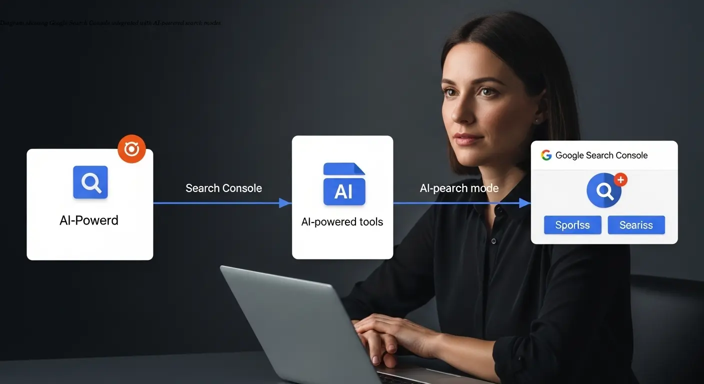 Diagram showing Google Search Console integrated with AI-powered search modes