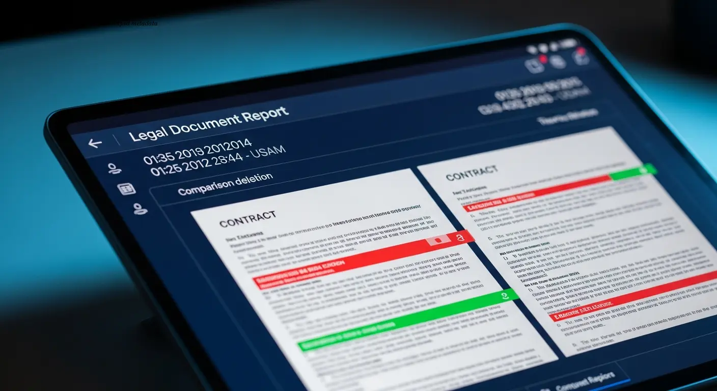 Document comparison report with timestamped metadata