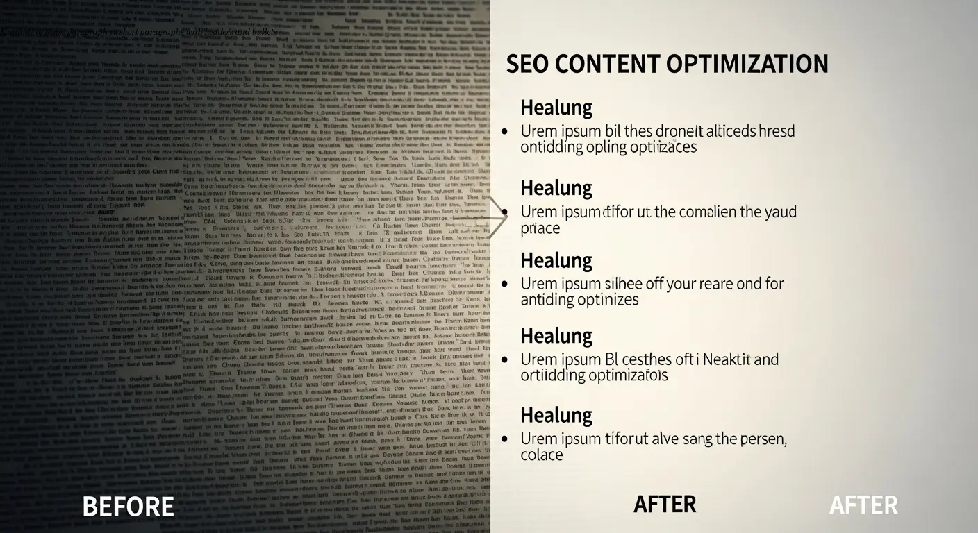 Example of dense paragraph vs short paragraphs with headers and bullets