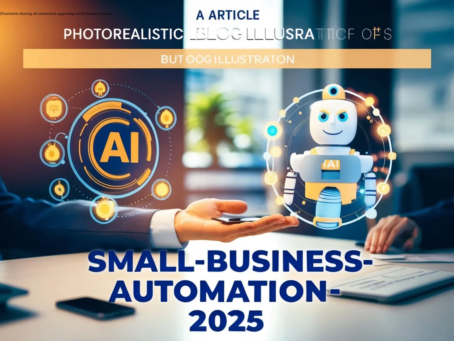 Illustration showing AI automation supporting small business processes