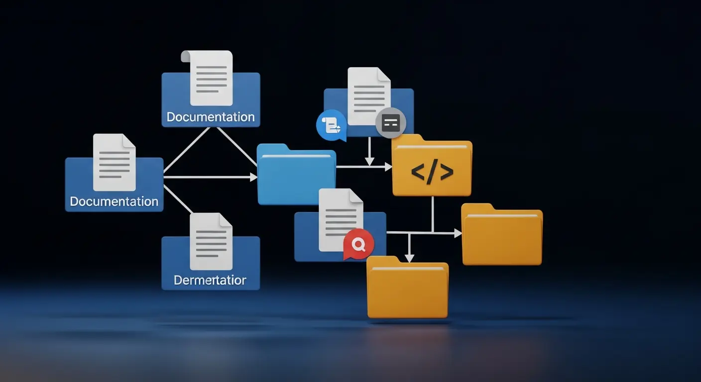 Diagram showing docs in Git alongside code repositories