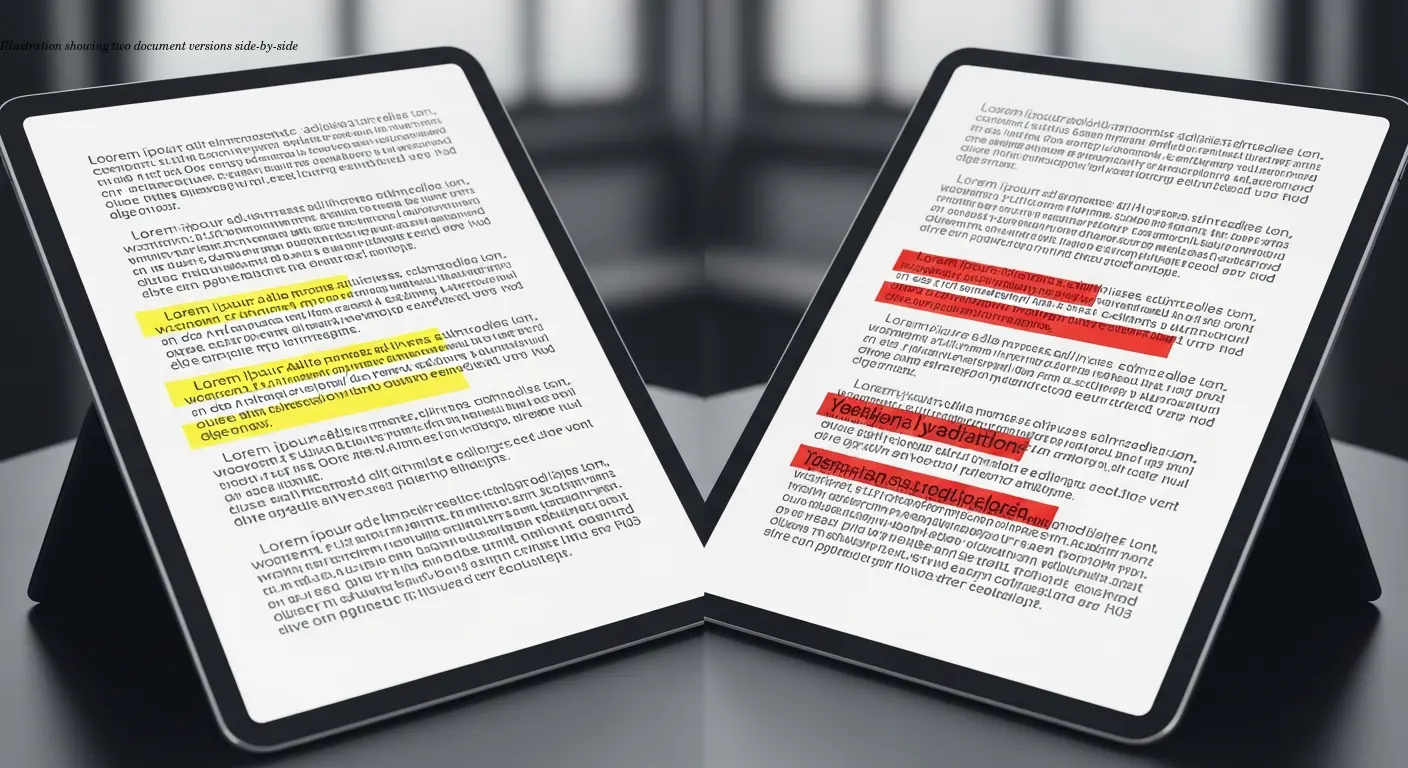 Illustration showing two document versions side-by-side