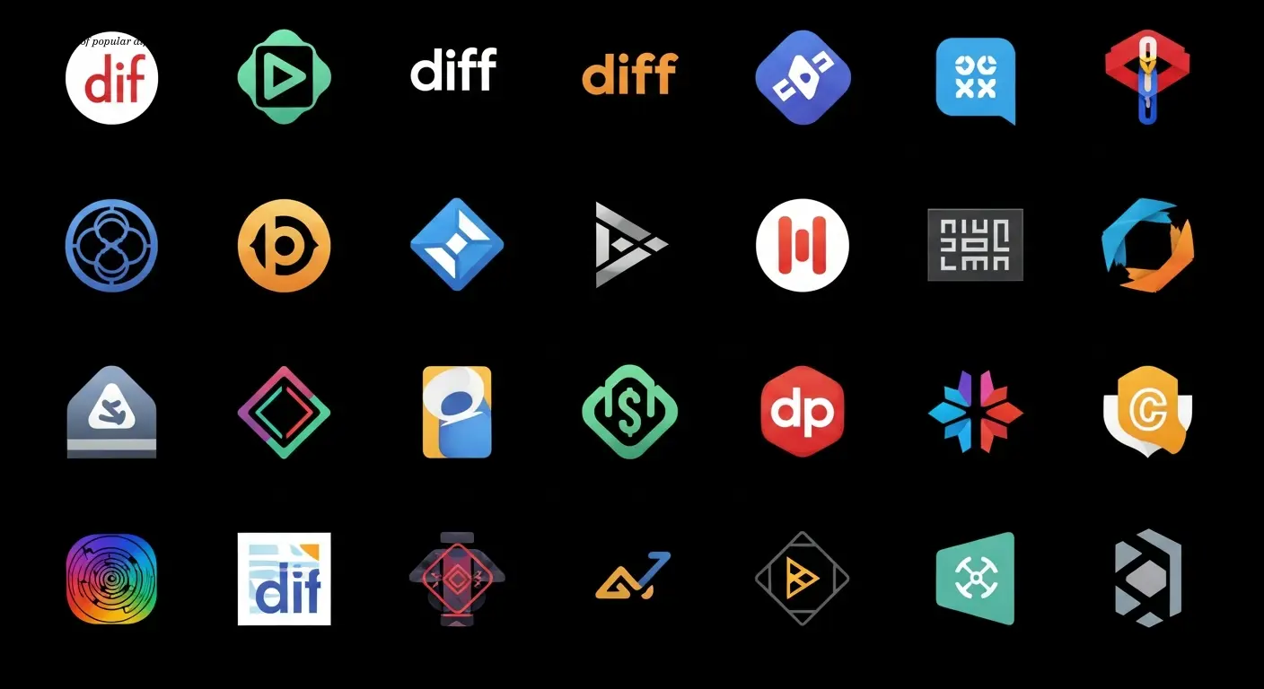 Screenshots grid of popular diff tools icons
